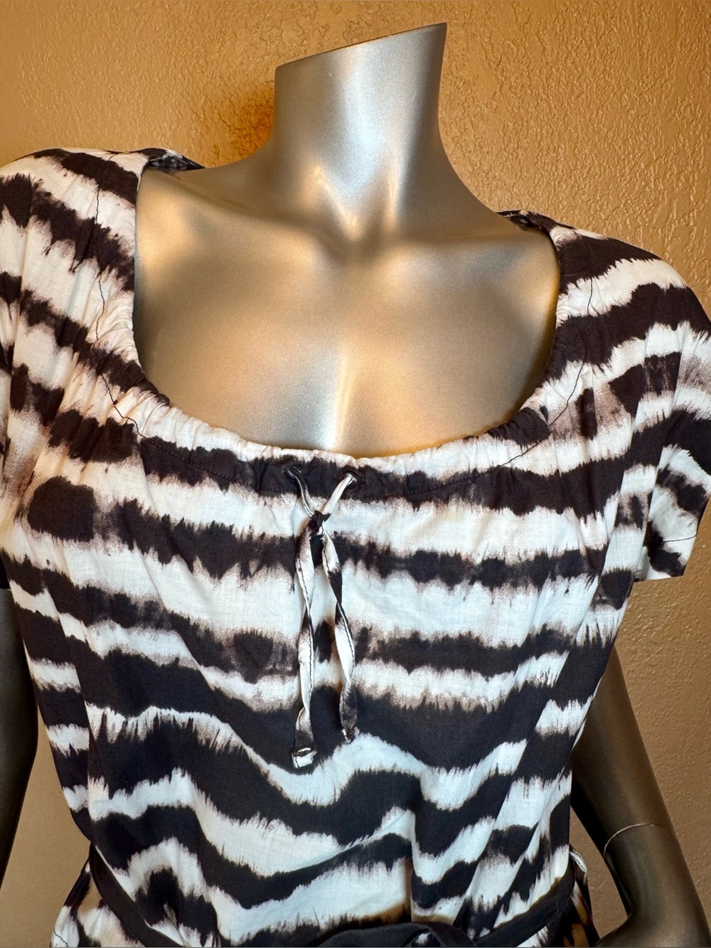 Max Mara Weekend Brown & Cream Tiger Stripe Lightweight Cotton Knee length Dress - Picture 6 of 15